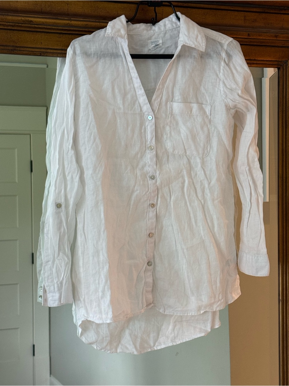 Sigrid Olsen White Linen Button-Down Shirt
